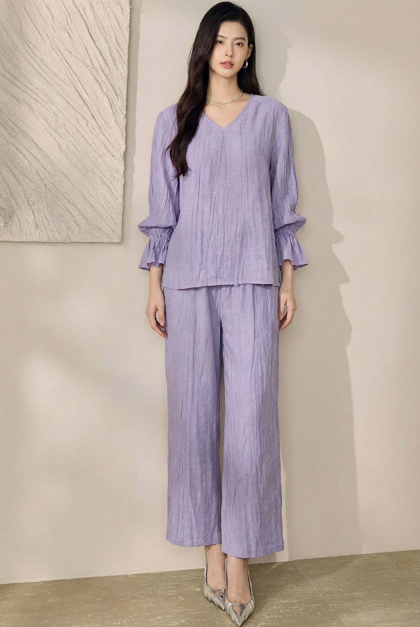  B14-Sét Linen Tencel Cổ V 