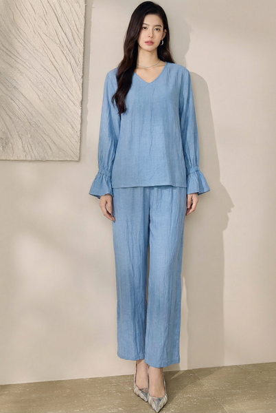  B14-Sét Linen Tencel Cổ V 