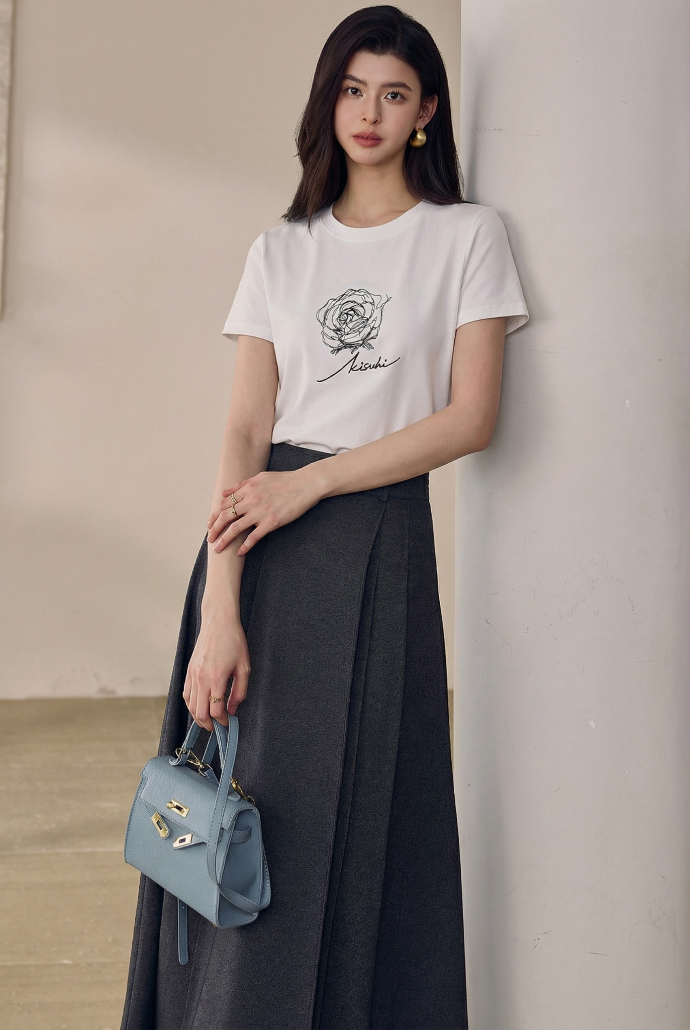  AT56-Áo Thun Cotton Thêu Hoa 