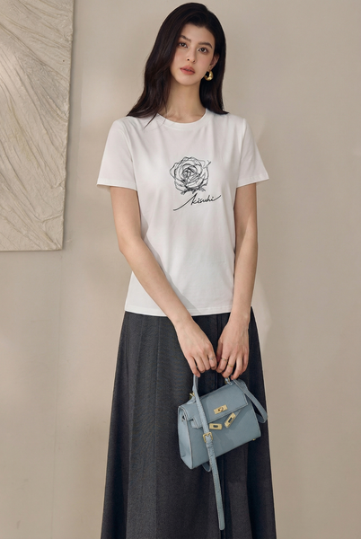  AT56-Áo Thun Cotton Thêu Hoa 