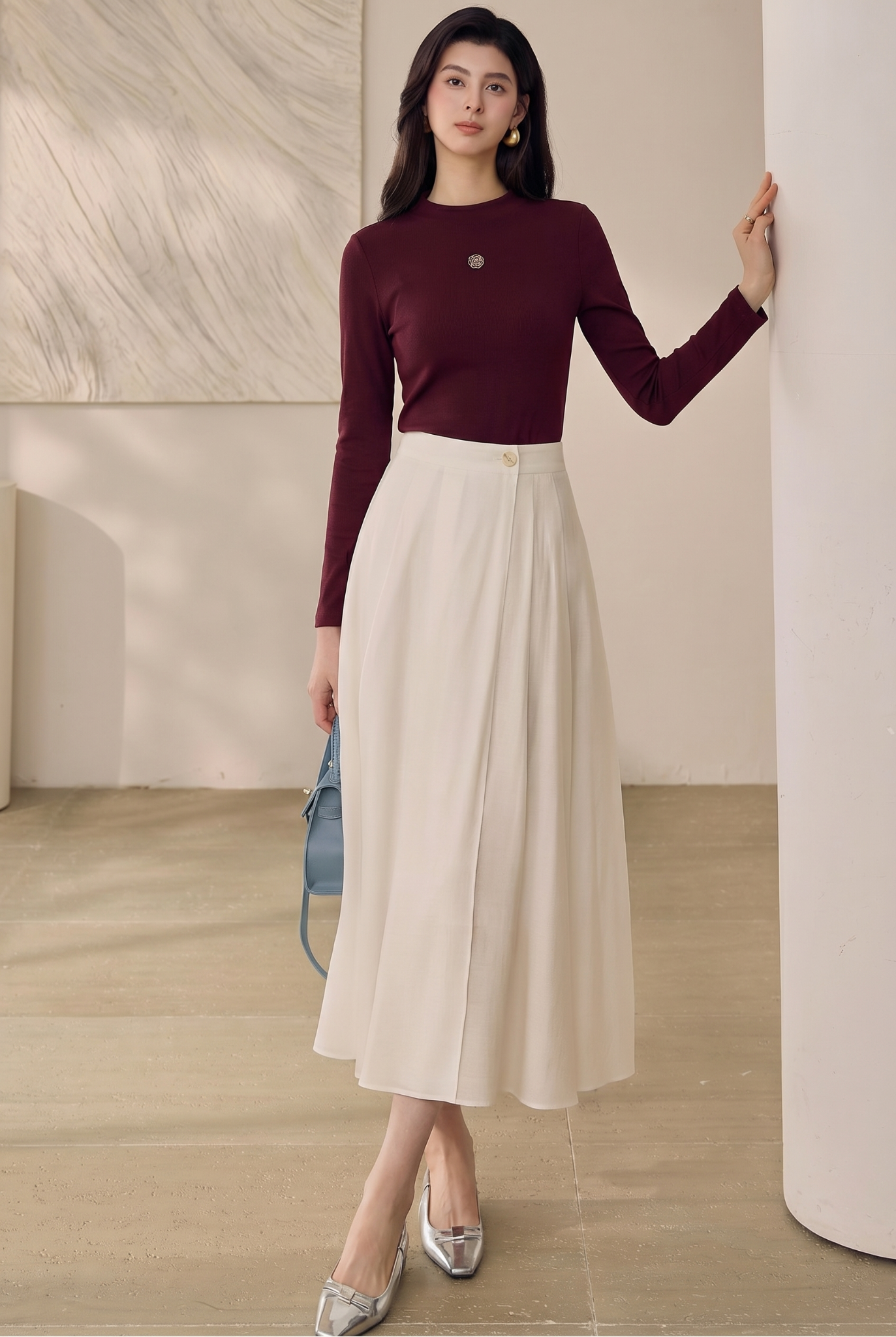  V04-Chân Váy Viscose Linen 