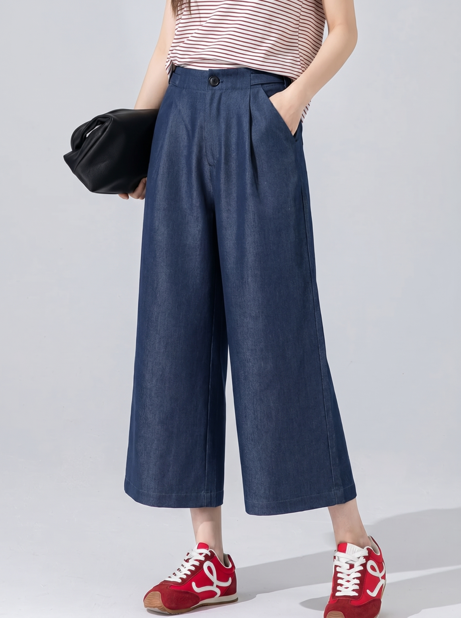  Q403-Quần Lụa Demin Xếp Ly 
