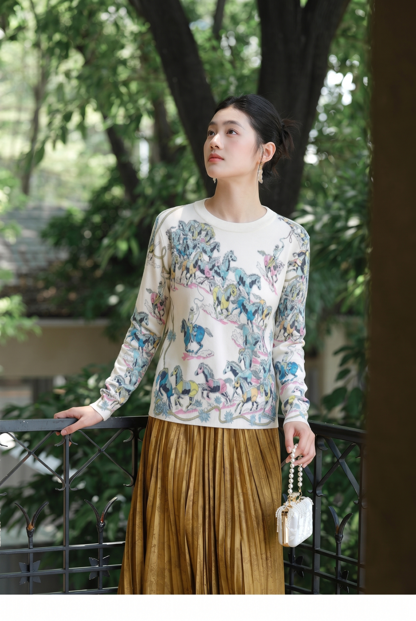  A865-Áo Len Dệt Kim Bách Mã Du Hành 