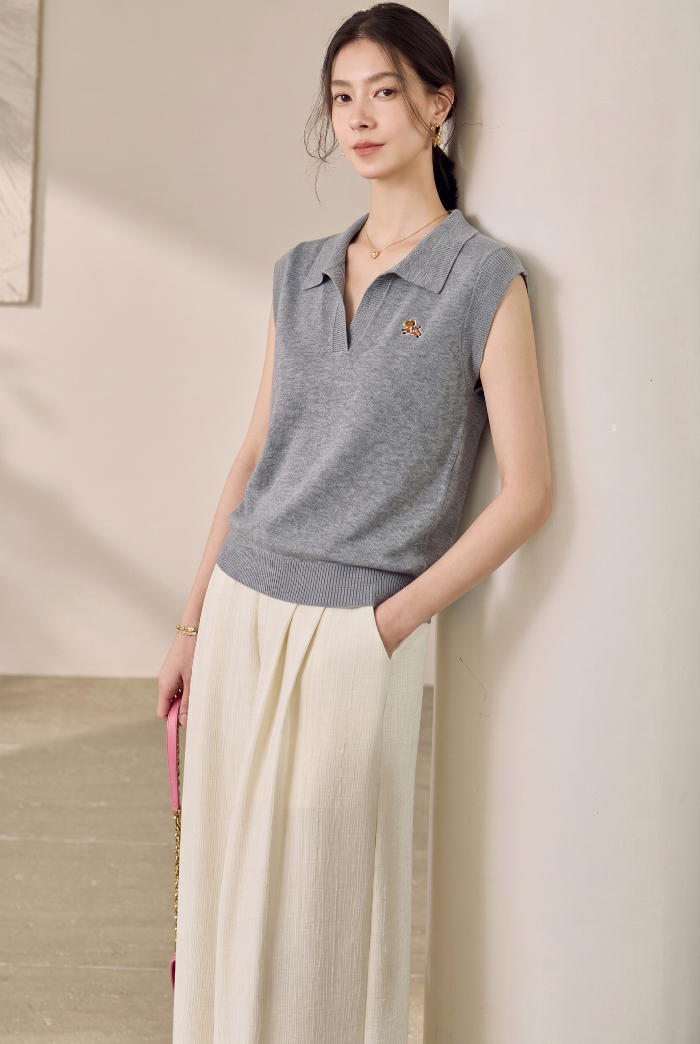  A887-Áo Dệt Kim Có Cổ Ngựa Cưng Thoáng Mát 