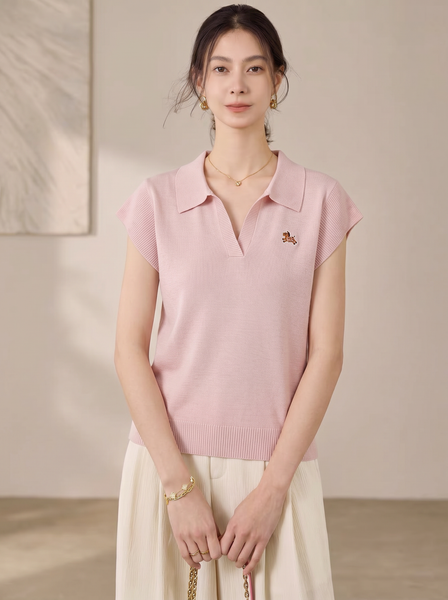  A887-Áo Dệt Kim Có Cổ Ngựa Cưng Thoáng Mát 