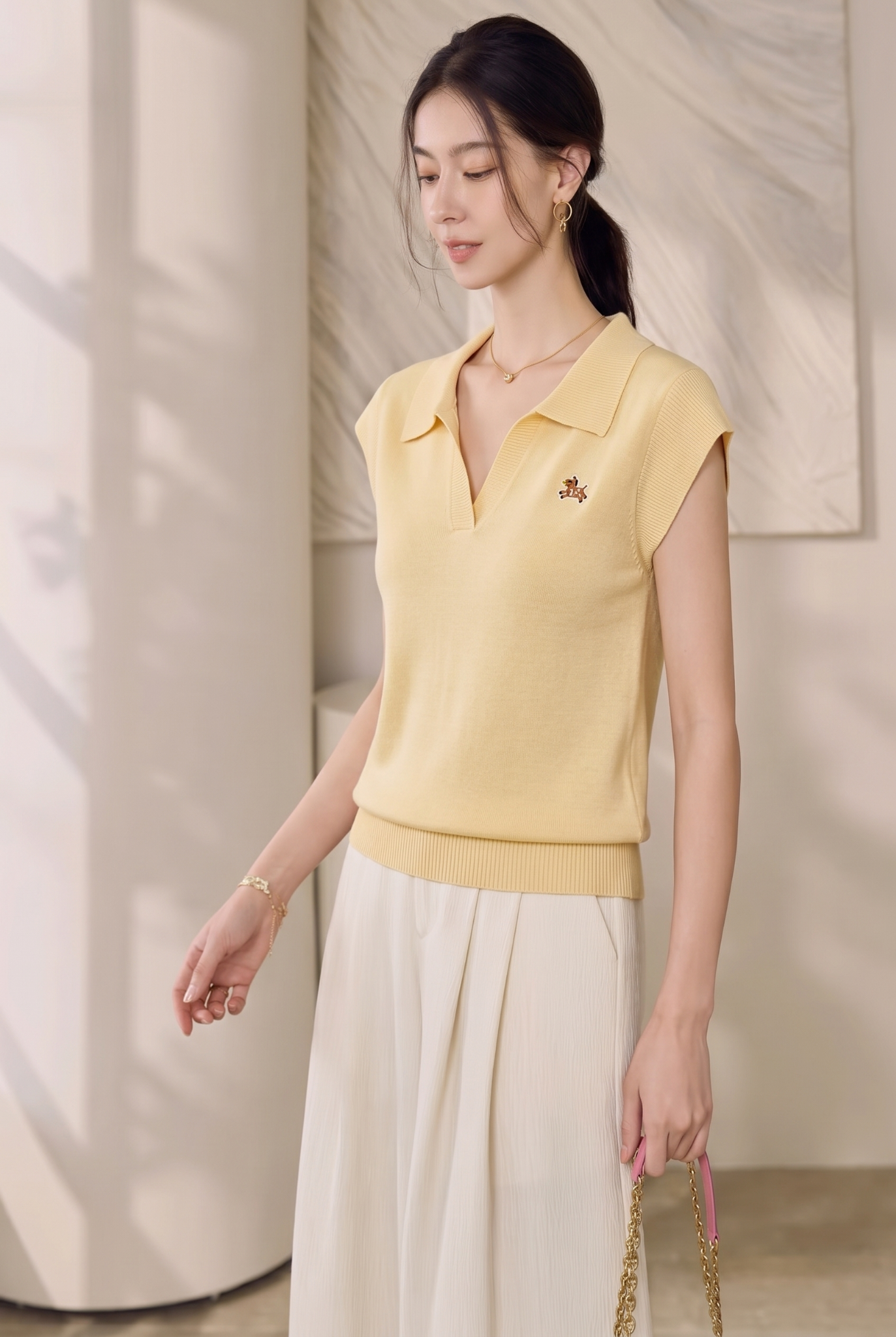  A887-Áo Dệt Kim Có Cổ Ngựa Cưng Thoáng Mát 