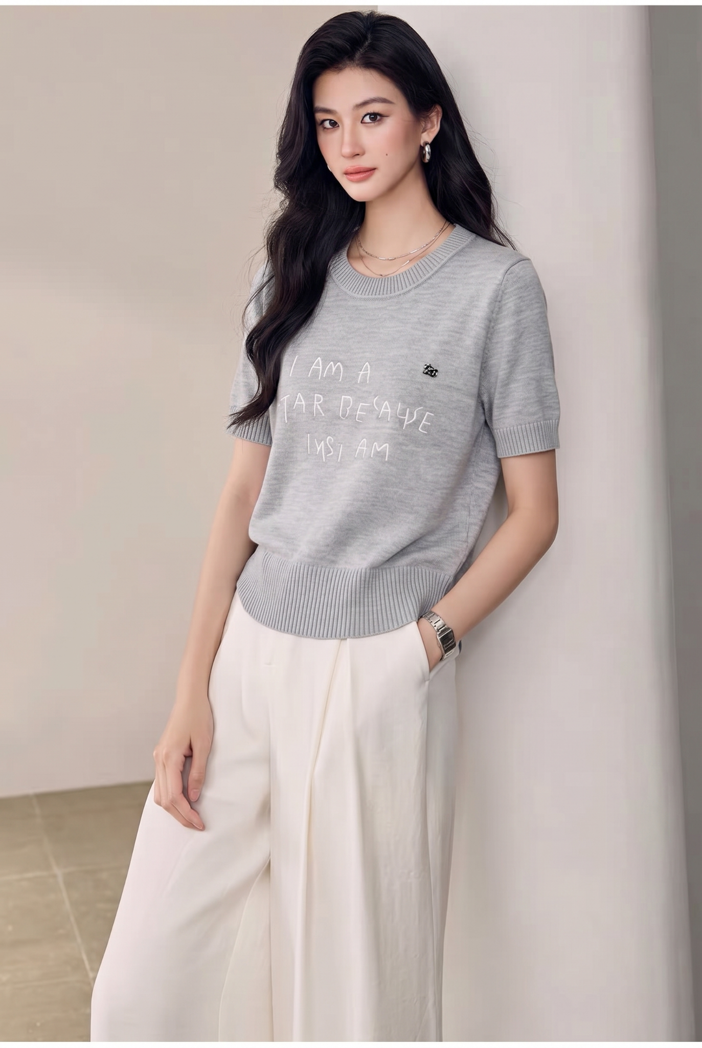  A888-Áo Thun Thêu Chữ Thoáng Mát 