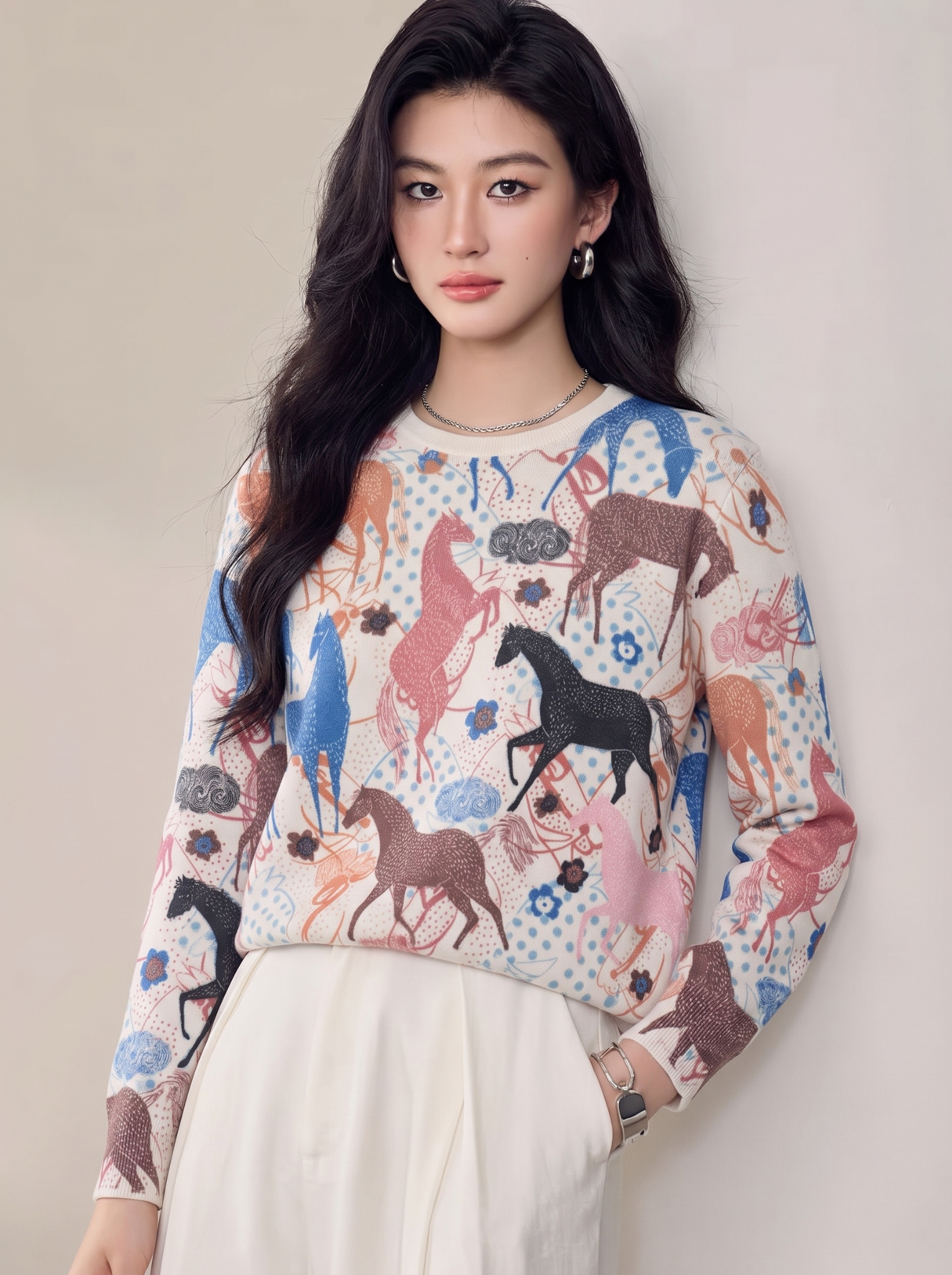  A862-Áo Len Dệt Kim Vũ Khúc Ngựa Phi 