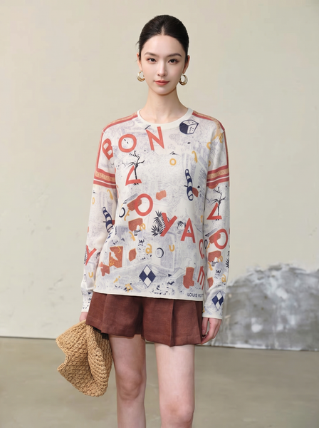  A755-Áo Len Dệt Kim Họa Tiết Trừu Tượng Mùa Thu 