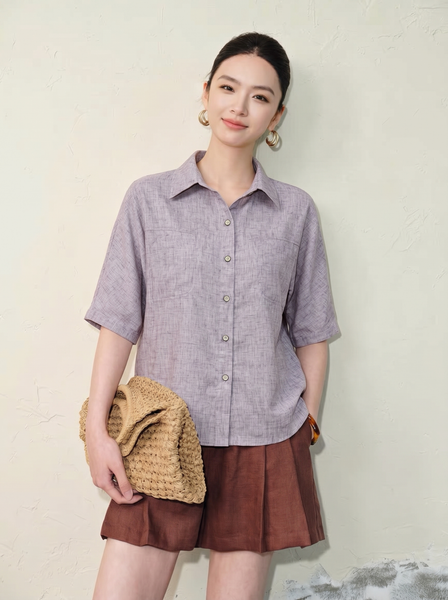  A598-Áo Linen Tencel  2 Túi 