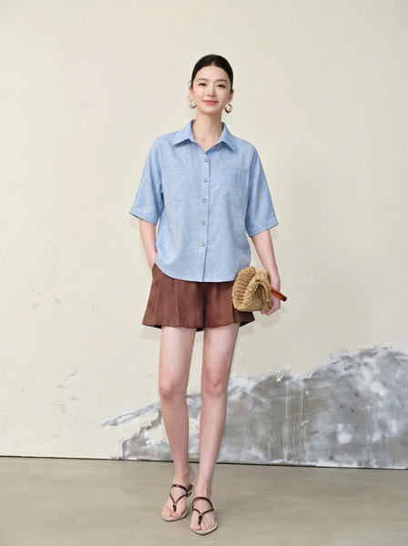  A598-Áo Linen Tencel  2 Túi 