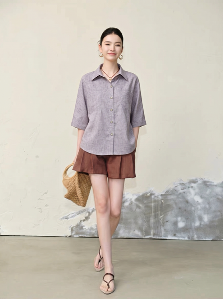  A598-Áo Linen Tencel  2 Túi 