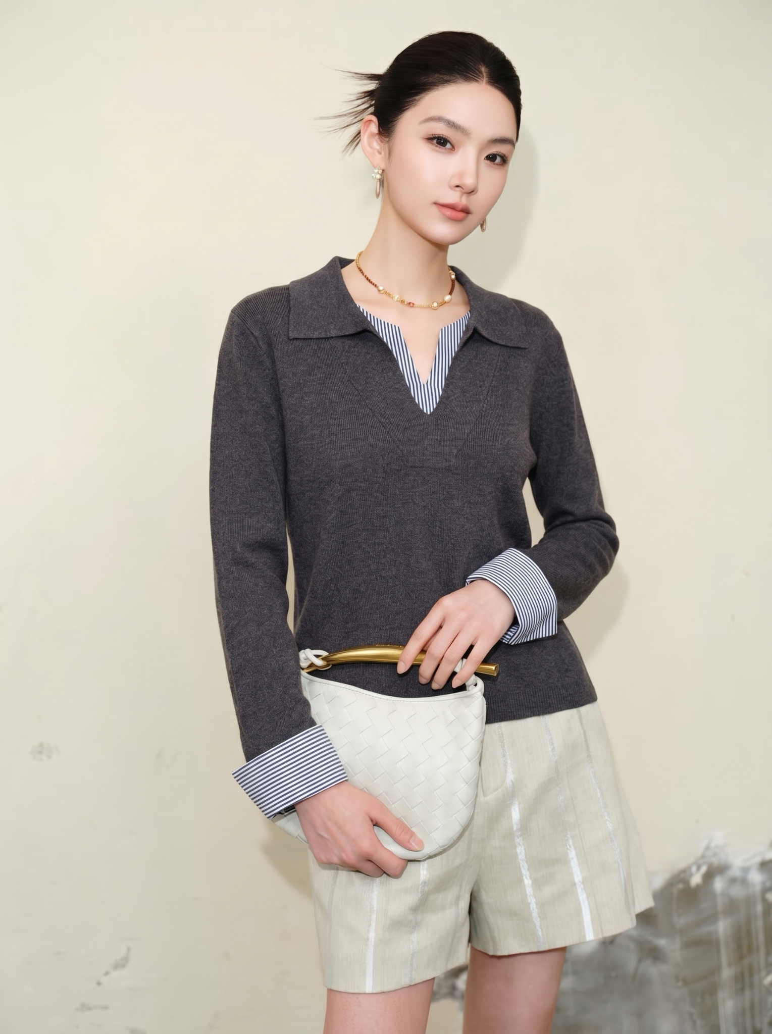  A783-Áo Len Phối Sọc Mùa Thu Hàn Quốc 