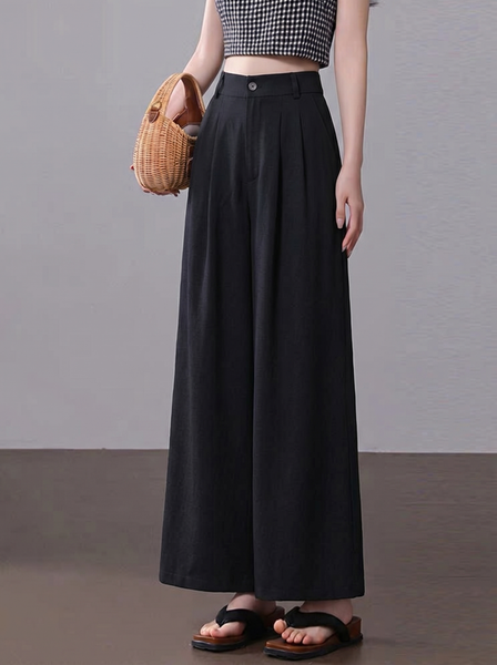  Q423-Quần Suông Linen Viscose Xếp Ly 