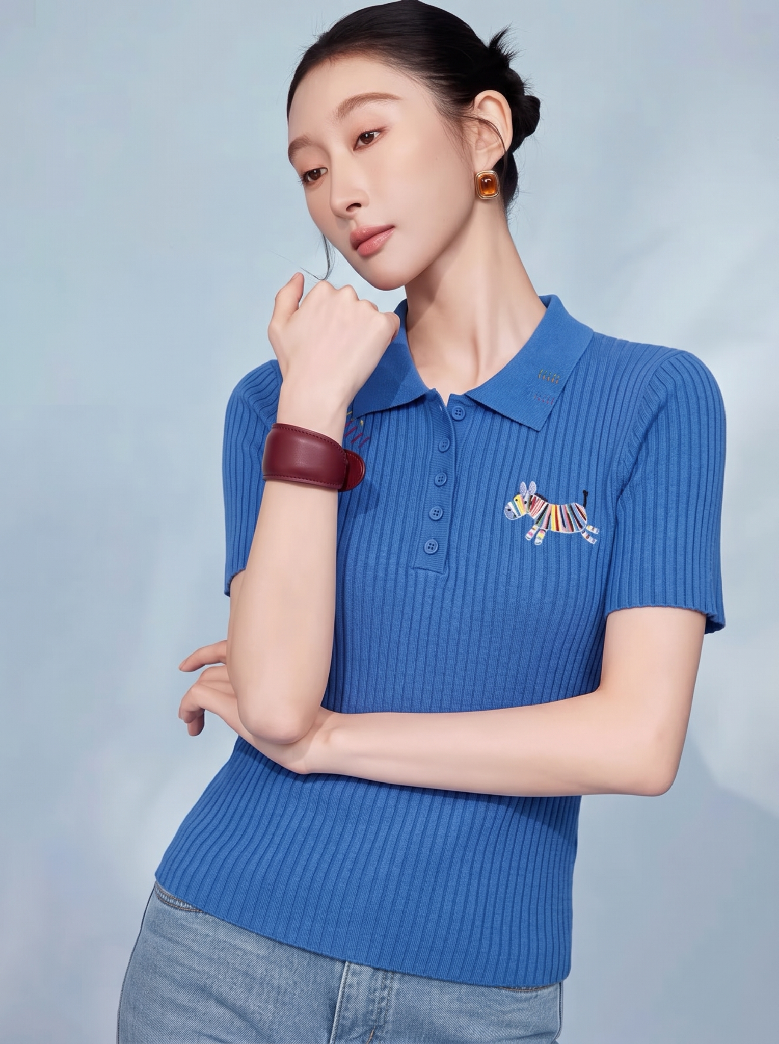  A914-Kisuhi-Áo Len Có Cổ Dệt Sọc Ngựa Màu Hàn Quốc 