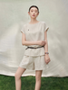  B18-Sét Sọc Cotton Linen Lụa Tay Liền 