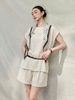  B18-Sét Sọc Cotton Linen Lụa Tay Liền 