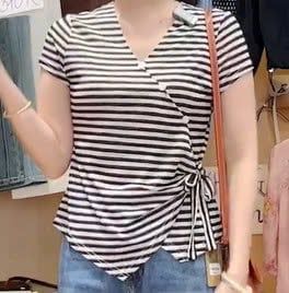  AT71-Áo Thun Cotton Đốm Cổ V 