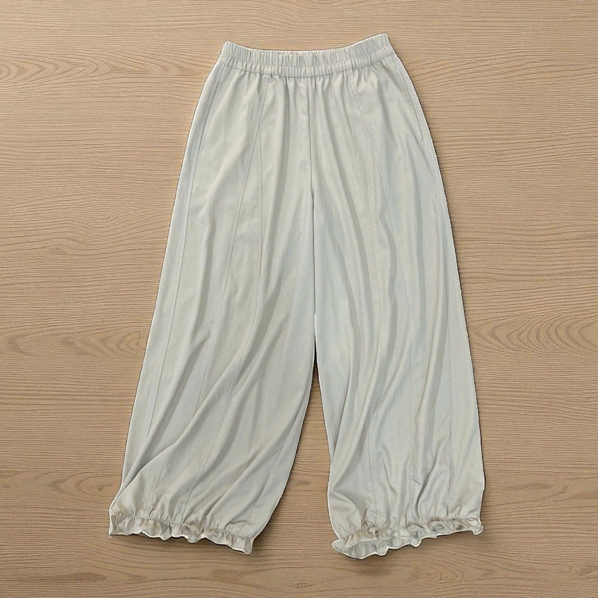  Q318-Quần Ống Rộng 9 Tấc Bo Gấu 