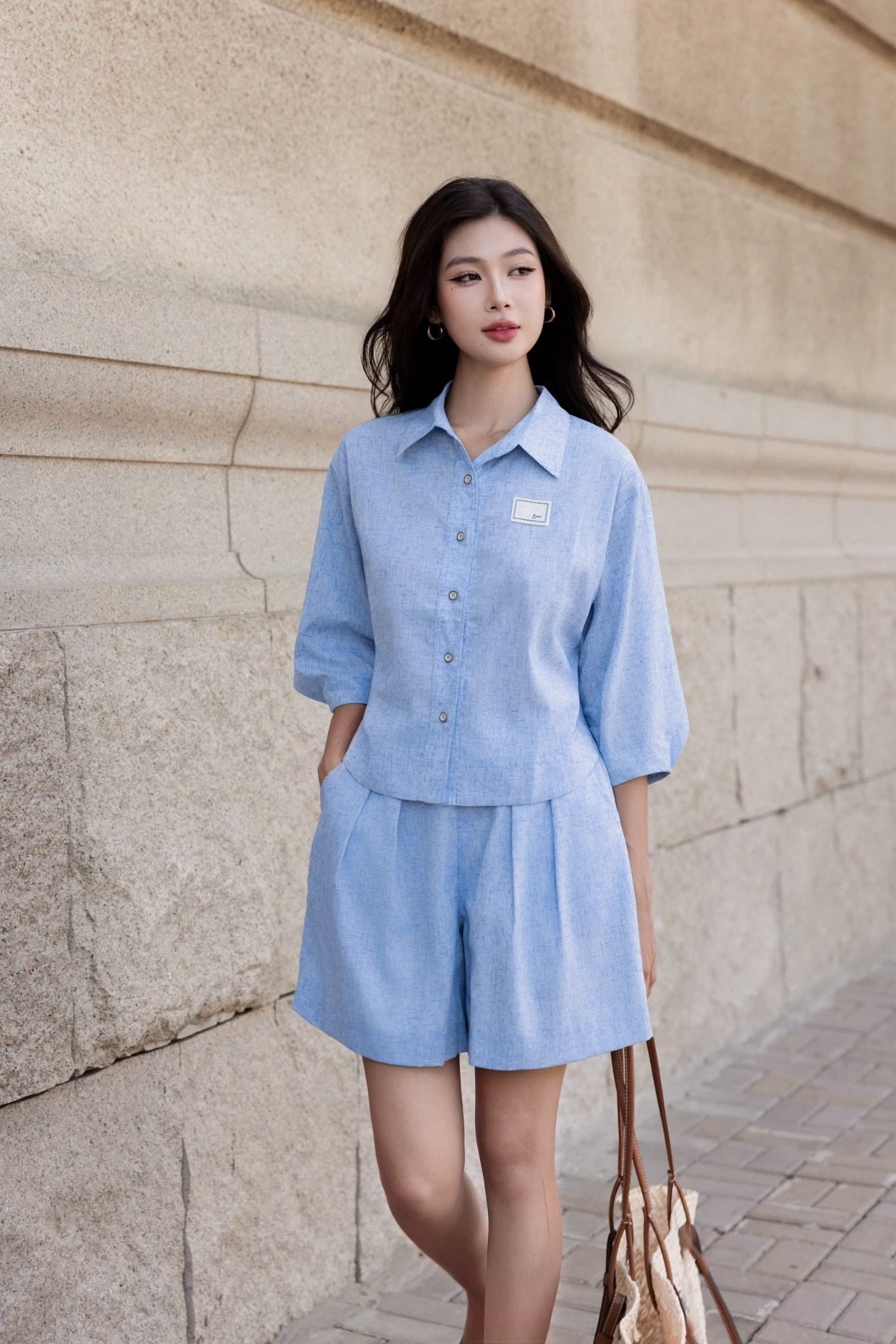  A537- Áo Sơ Mi Linen Lụa Tay Xếp Ly 