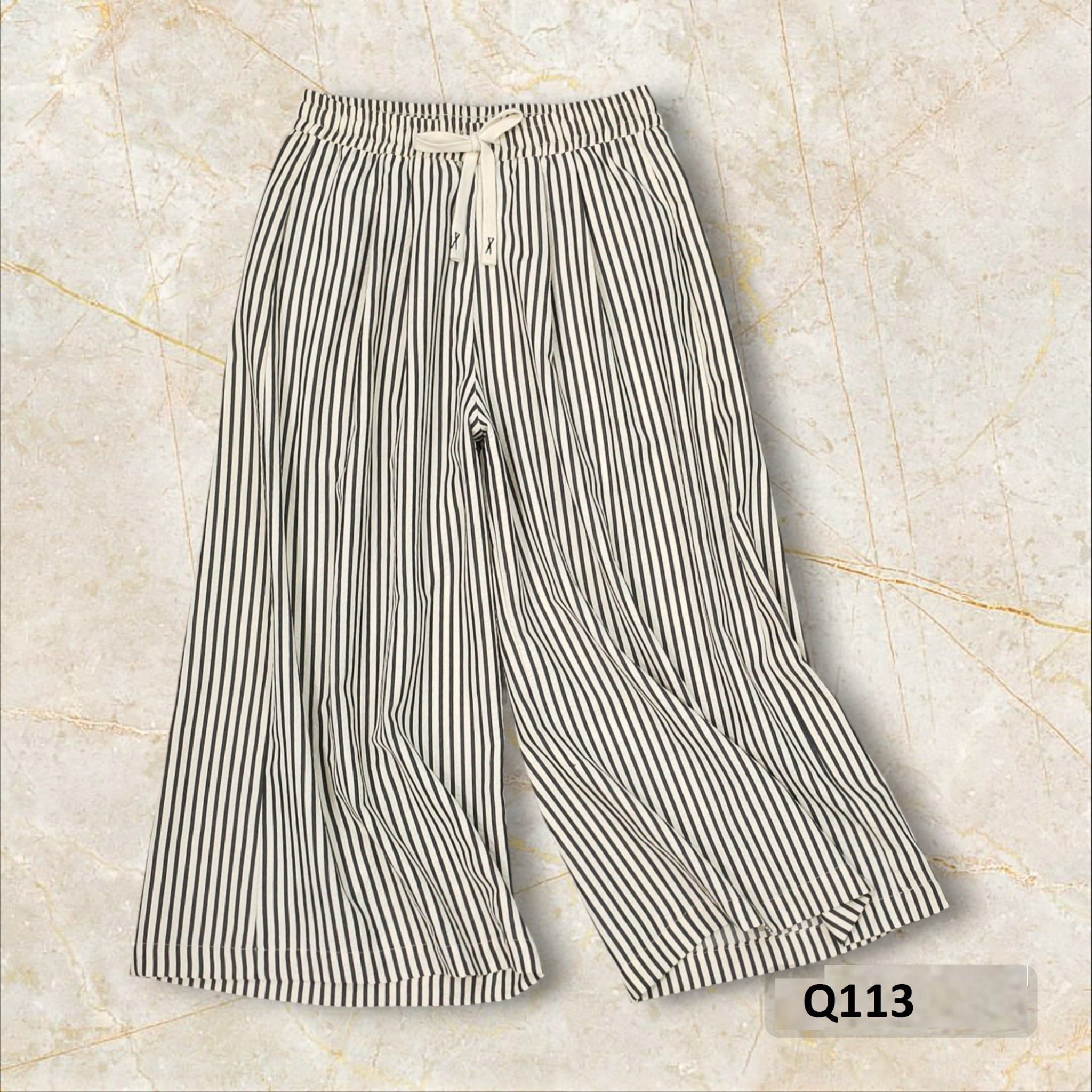  Q113-Quần Sọc Ống Rộng Lưng Thun 