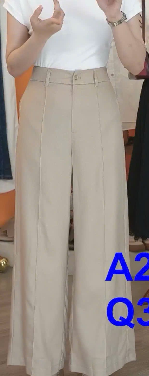  Q326- Quần Linen Ống Suông Ly Giữa 