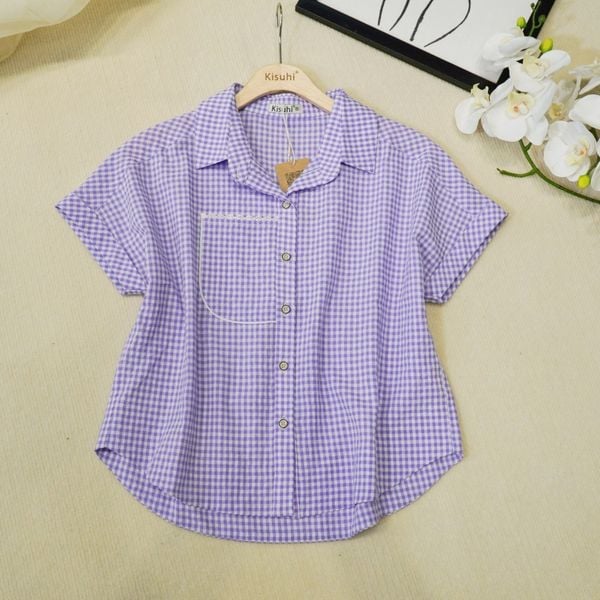  A76- Áo Sơ Mi Karo Phối Túi 