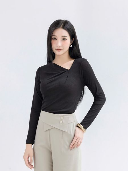  AT30- Áo Thun Cổ Xếp Ly Tay Dài 