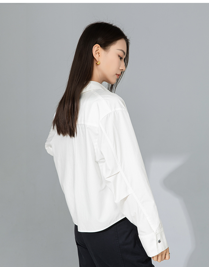  A562-Áo Sơ Mi Tay Dài Tay Xếp Ly 