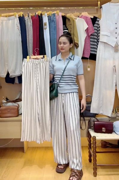  Q260- Quần Suông Sọc Linen Mềm Rũ 