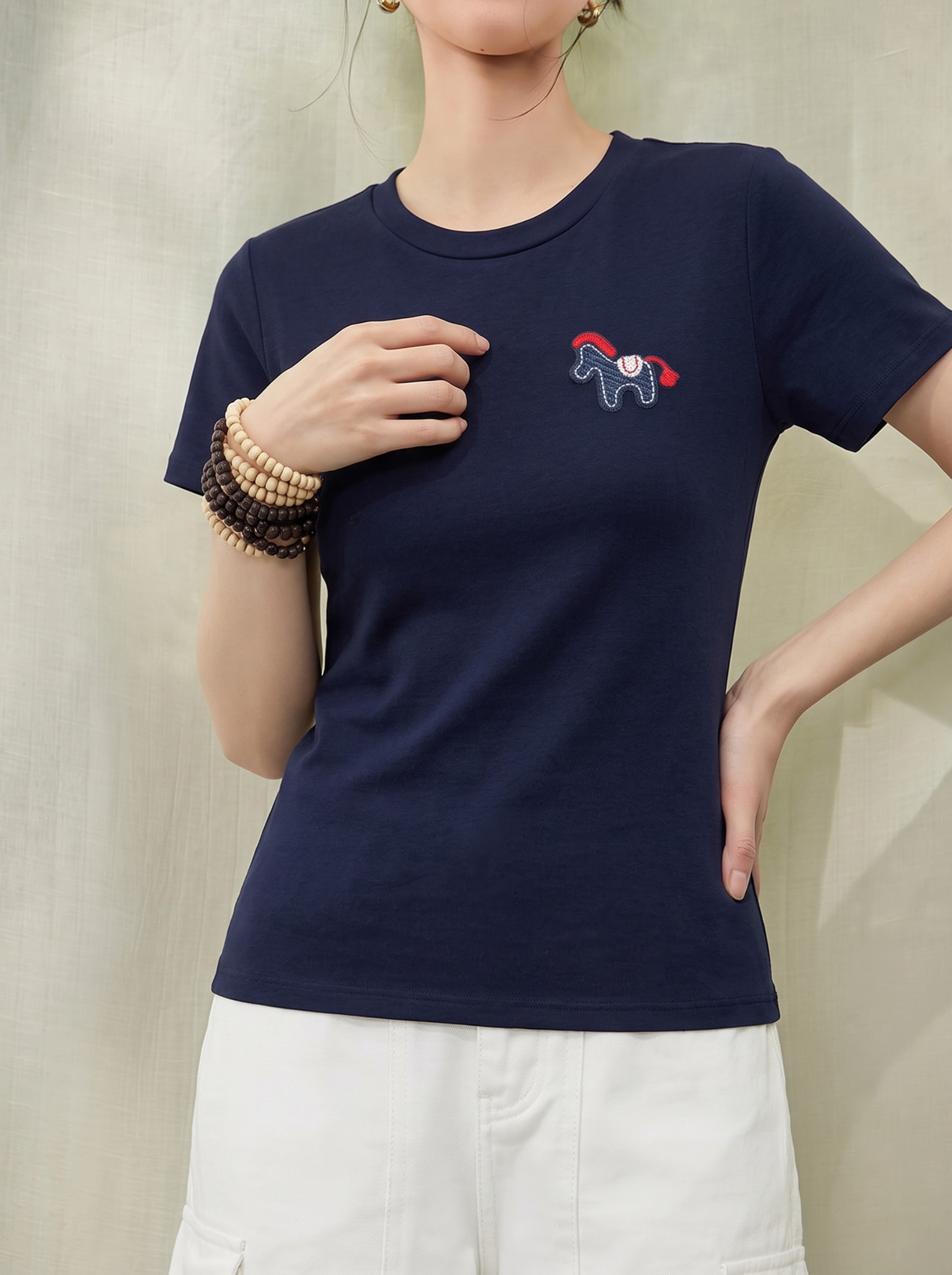 AT69-Áo Thun Cotton Tay Ngắn Đính Logo 