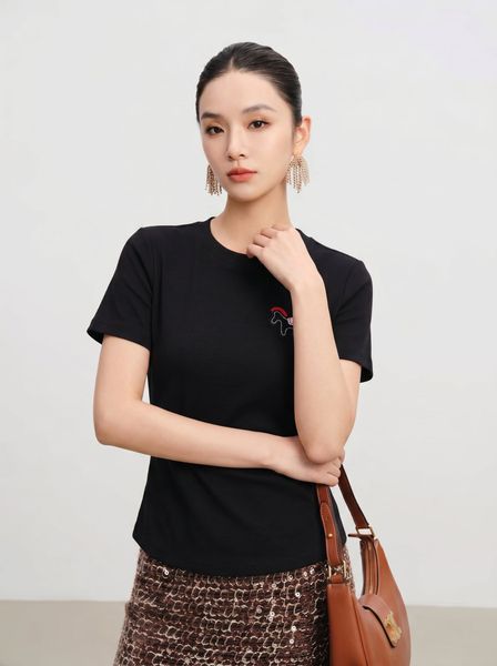  AT69-Áo Thun Cotton Tay Ngắn Đính Logo 