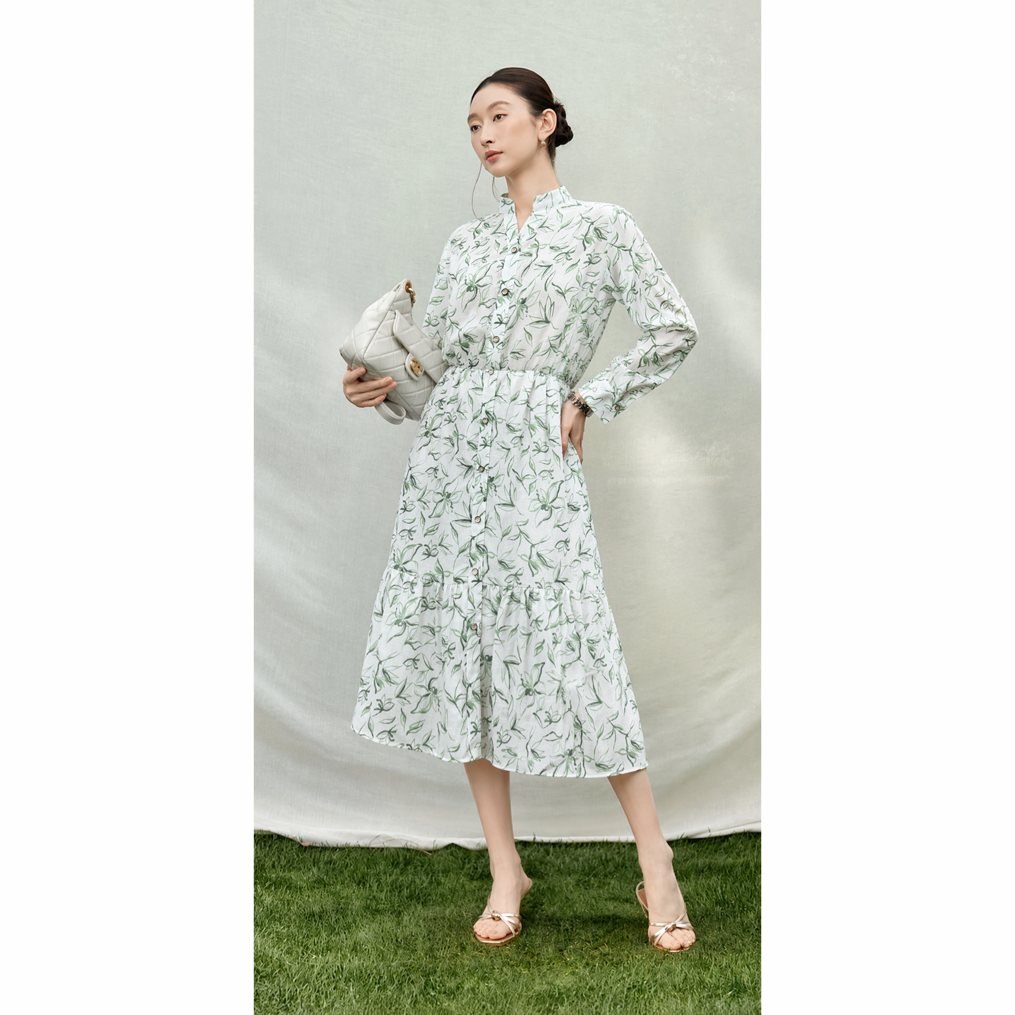  D205- Đầm Sơ Mi Linen Cotton Tay Dài 
