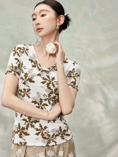  AT79-Áo Thun Cotton In lá Tay Ngắn 