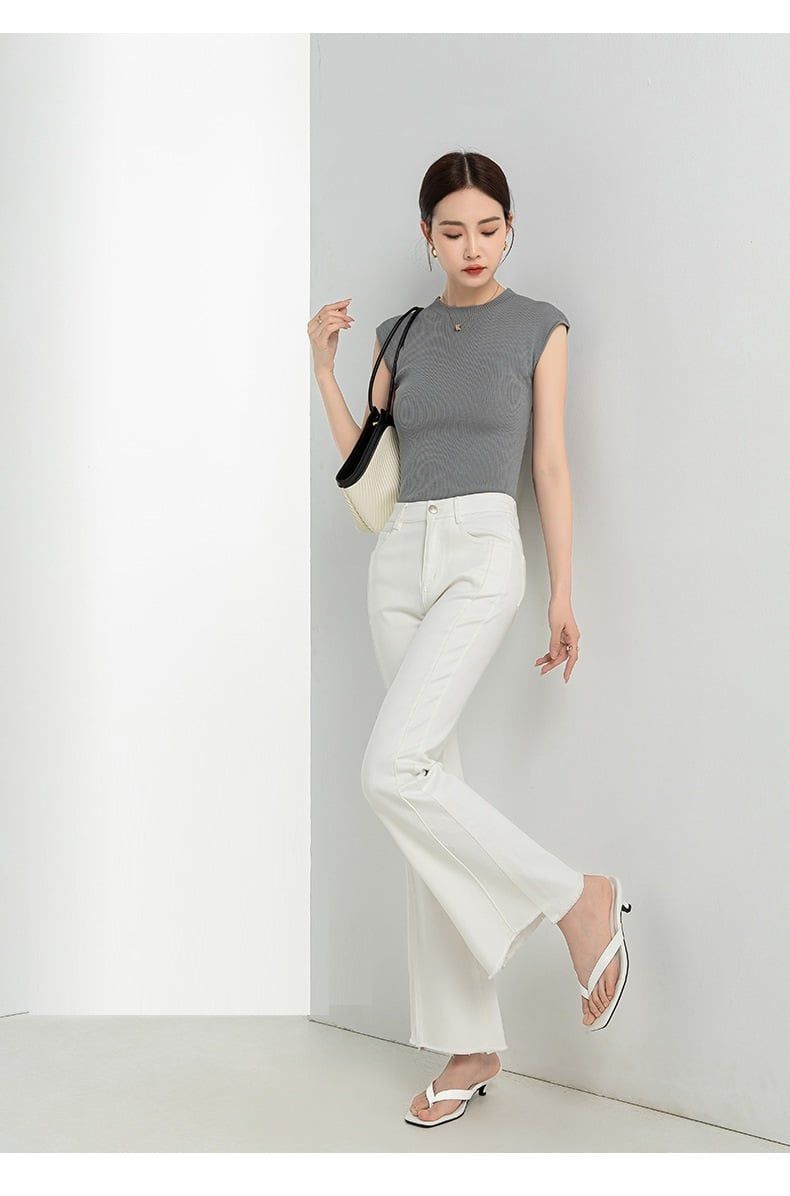  Q203-Quần Jeans Ống Ôm Loe Lệch Gấu 