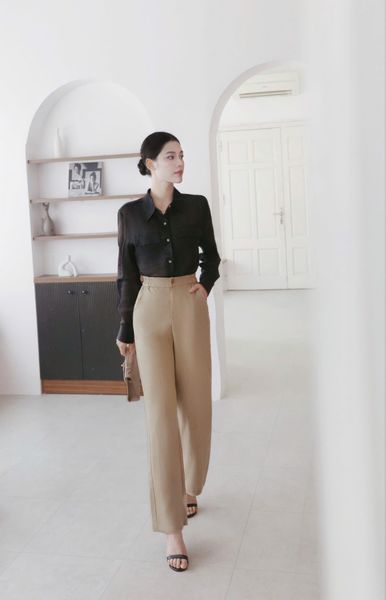  A323-Áo Sơ Mi Ramie 2 Túi Rút Dây 