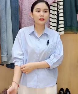  A489- Áo Sơ Mi Thêu Hoa Trà 