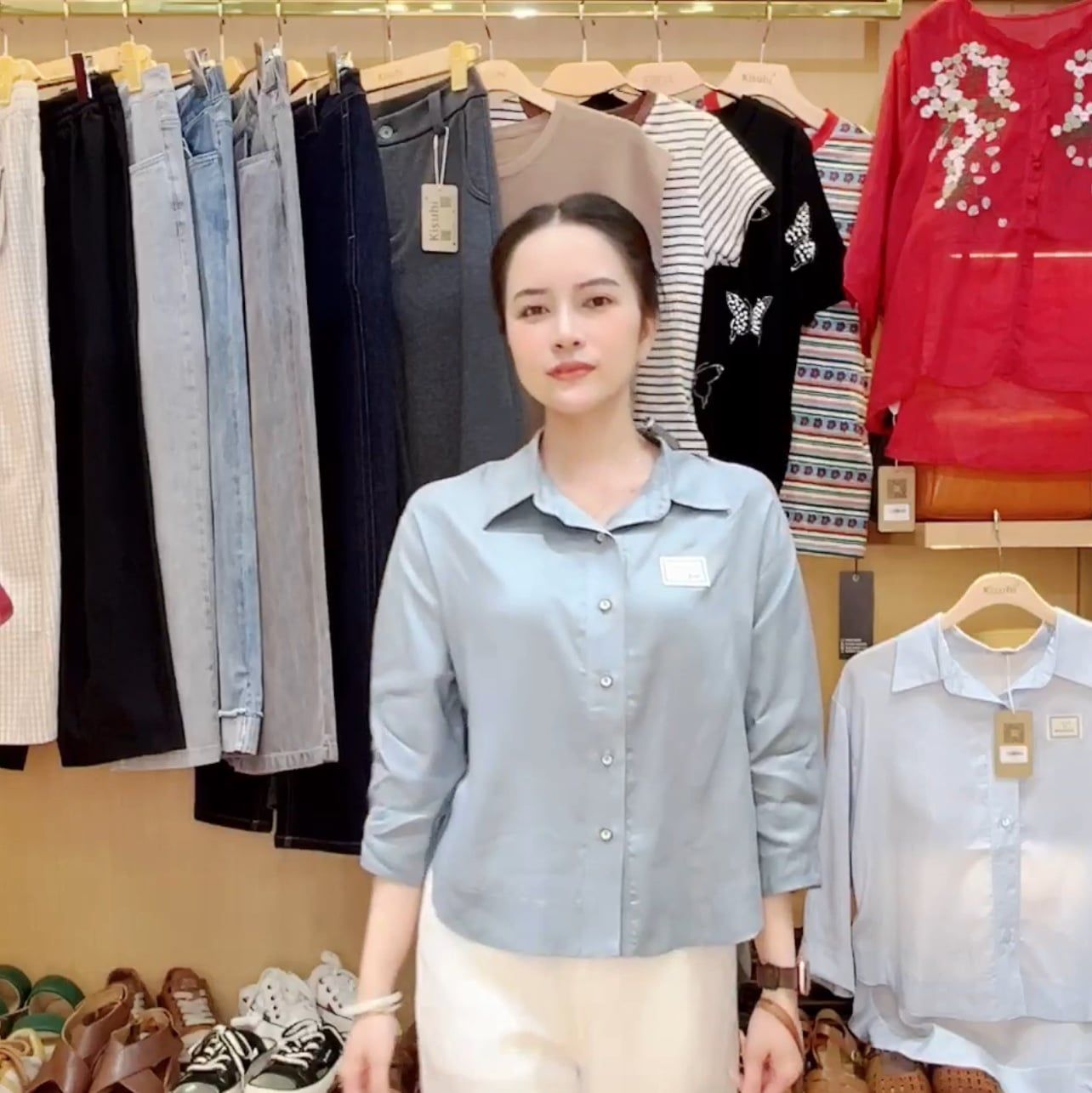  A517- Áo Sơ Mi Tencel Tay Xếp Ly 