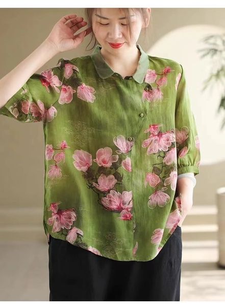  A526-Áo Ramie Hoa 