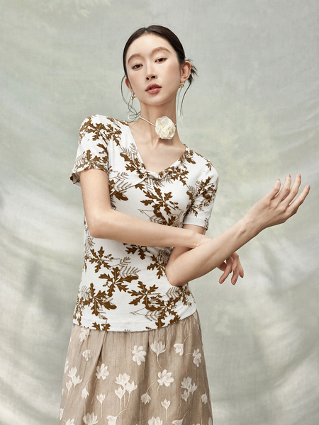  AT79-Áo Thun Cotton In lá Tay Ngắn 