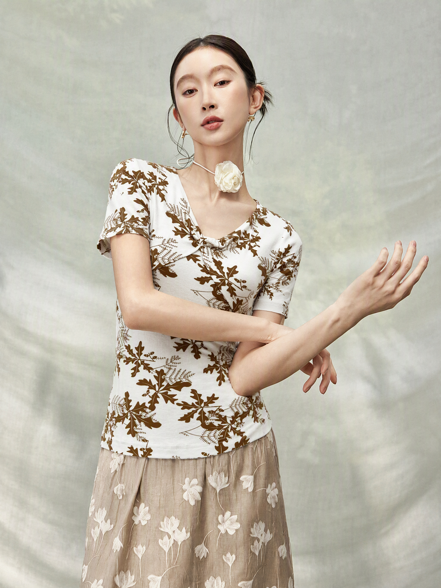  AT79-Áo Thun Cotton In lá Tay Ngắn 