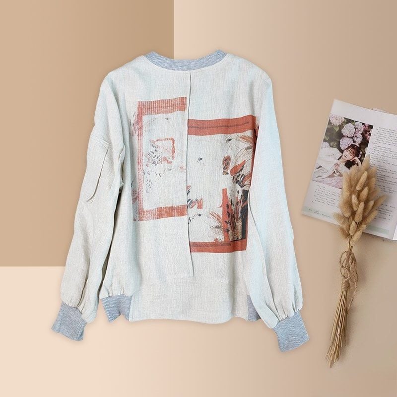  AK0195_Áo Khoác Linen Họa Tiết 