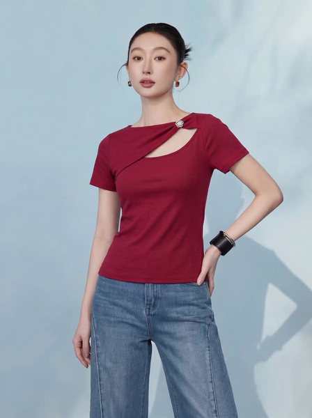  AT70-Áo Thun Cotton  Đính Logo Nơ 