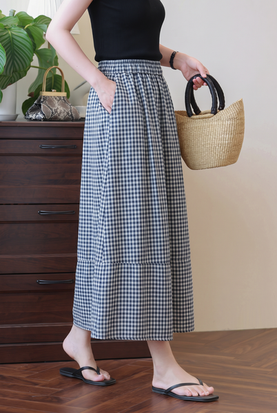  Q422-Chân Váy Karo Linen Viscose 