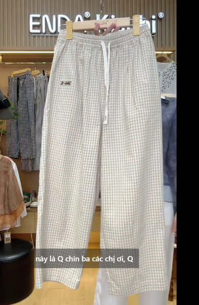  Q93- Quần Karo Baggy Rút Dây 