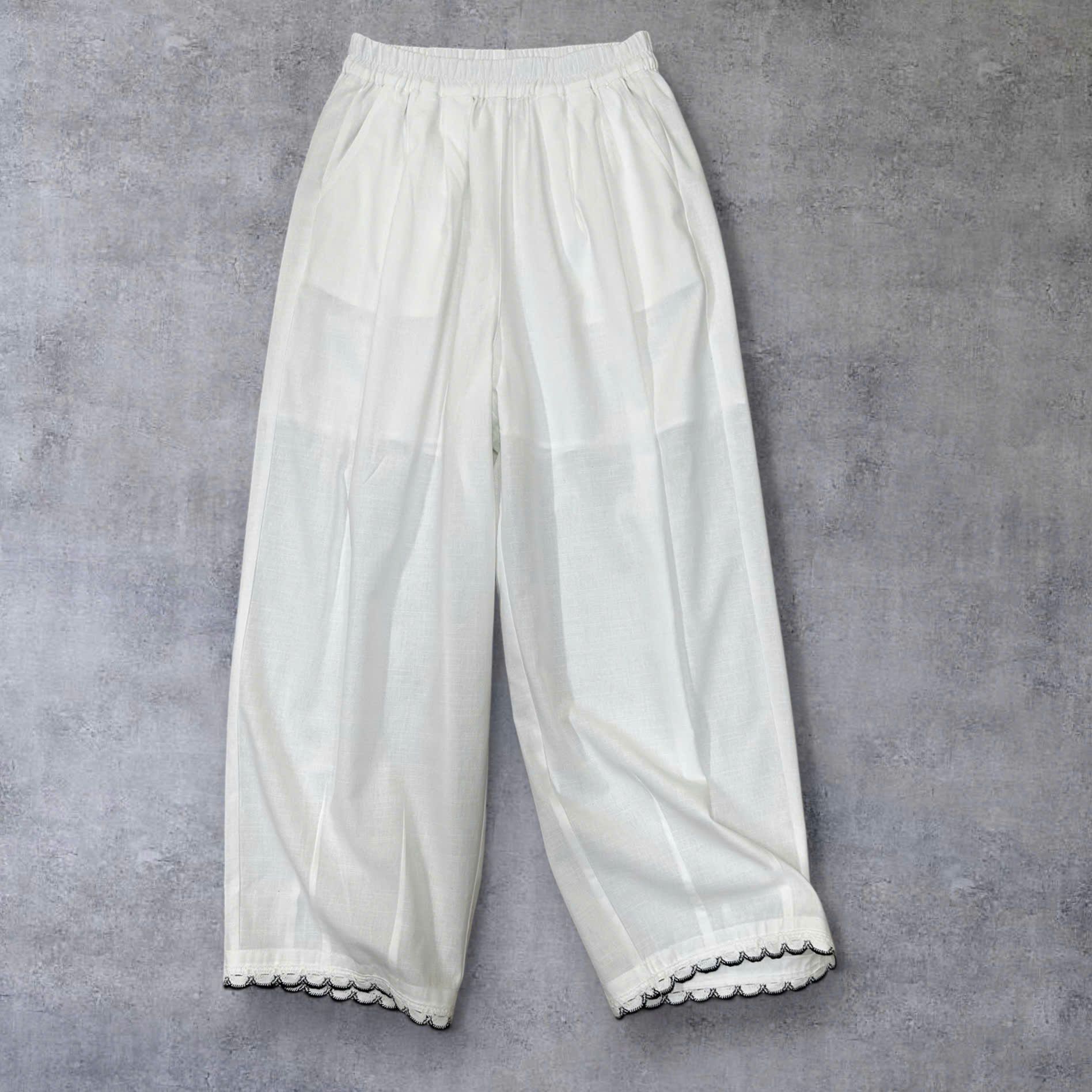  Q304- Quần Linen Cotton Baggy Phối Ren 