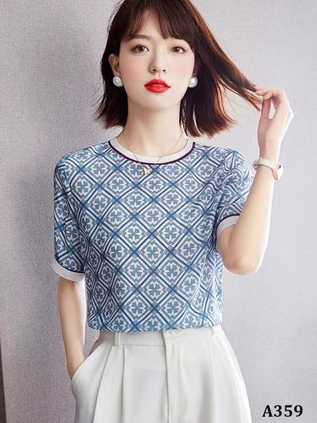  A359-Áo Len Lụa Băng Dệt Kim Hoa Văn 