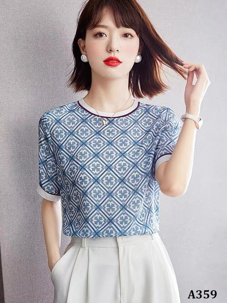  A359-Áo Len Lụa Băng Dệt Kim Hoa Văn 