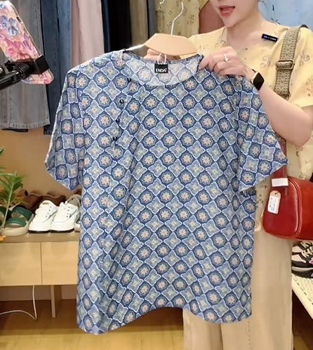 A319- Áo Ramie Họa Tiết Hoa Văn 
