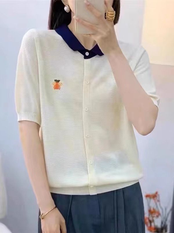  A474-Áo Len Dệt Kim Thêu Ong 